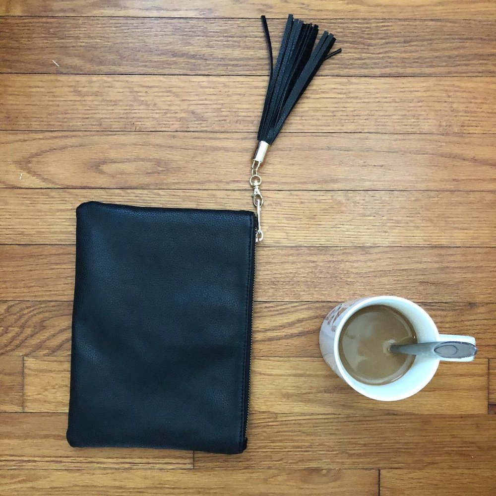 Small Black Clutch - Faux Leather